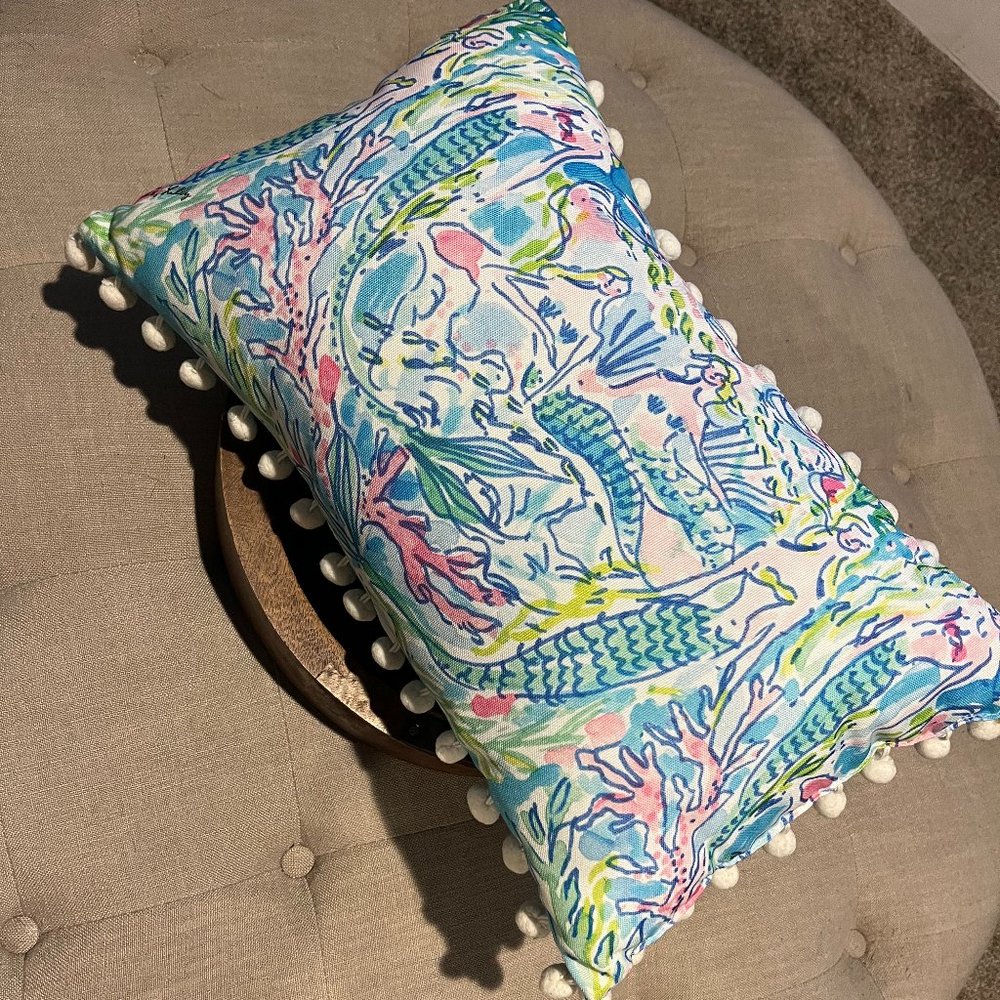Lily Pulitzer Pillow with pom pom fringe